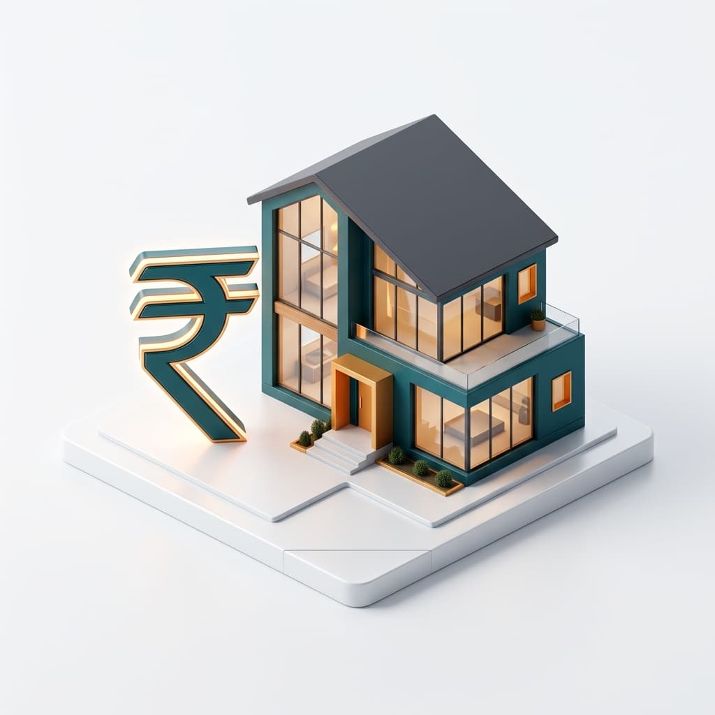 Home Loan - house model with rupee symbol